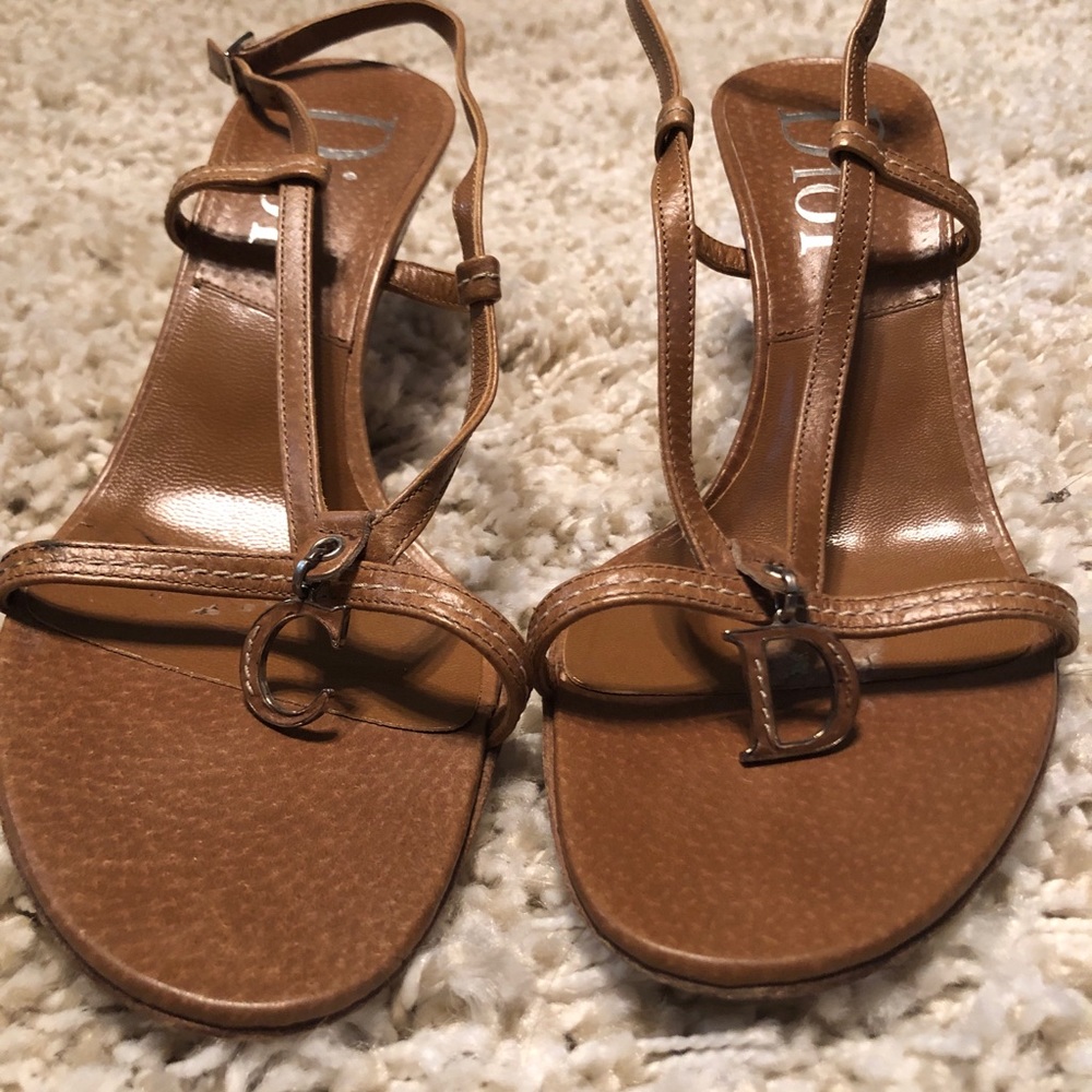 Vintage Dior Tan Strappy  Sandal Heels